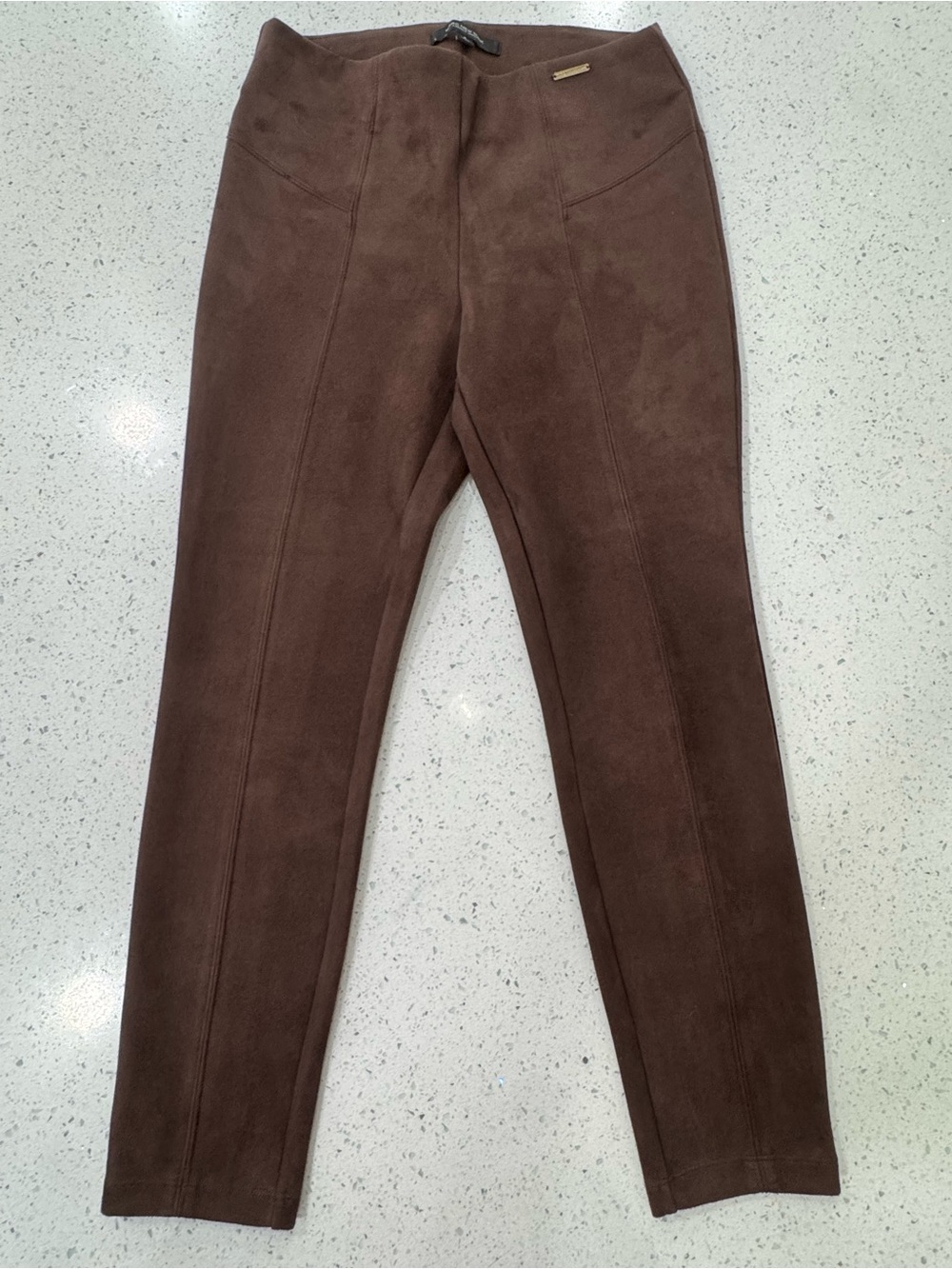 Jones New York Brown Faux Suede Leggings Size 6 Stretch